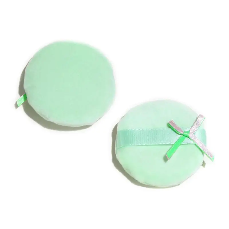 Bowknot Round Ultra-soft Powder Puff Made of Kerseymere, Plush Texture for Gentle Loose Powder Setting, Elegant Design for Professional Baking Use.