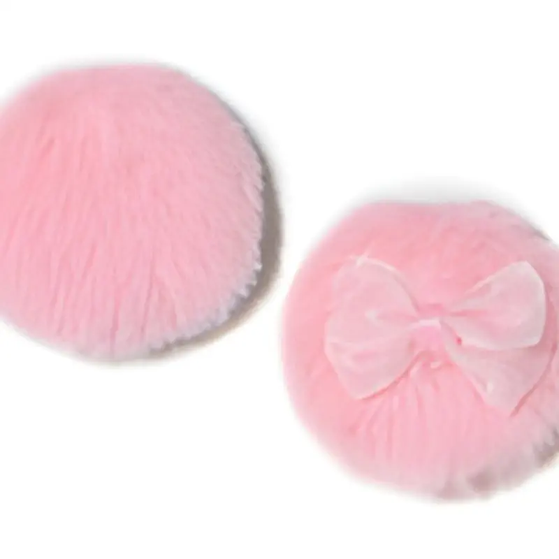 Long Plush Bow Powder Puff Made of Knitted Pile Fabric, Soft and Thick Texture for Full-face Loose Powder Setting, Professional Makeup Tool.